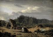 Fritz Petzholdt A Bog with Peat Cutters. Hosterkob, Sealand oil painting